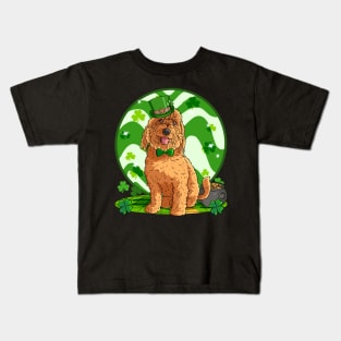 Goldendoodle Dog St Patricks Day Irish Leprechaun Kids T-Shirt